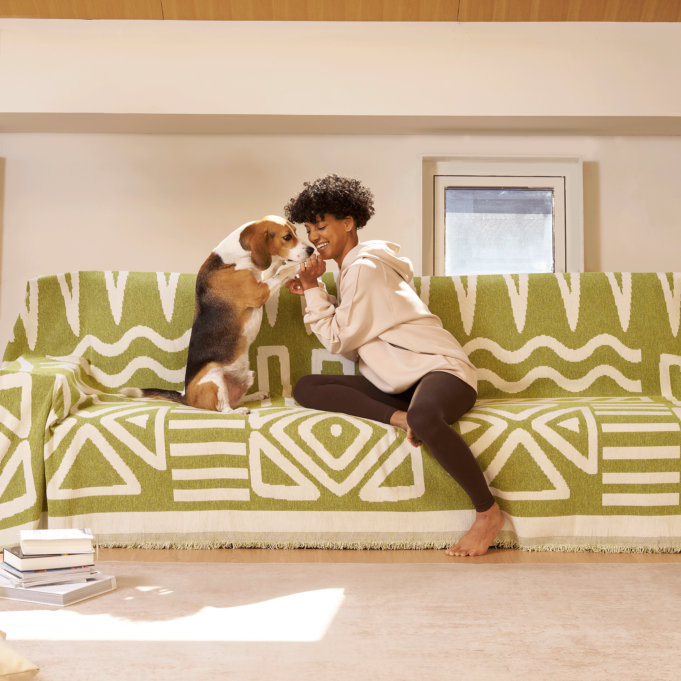 Geometric Boho Sofa Cover for Modern Pet Friendly Living