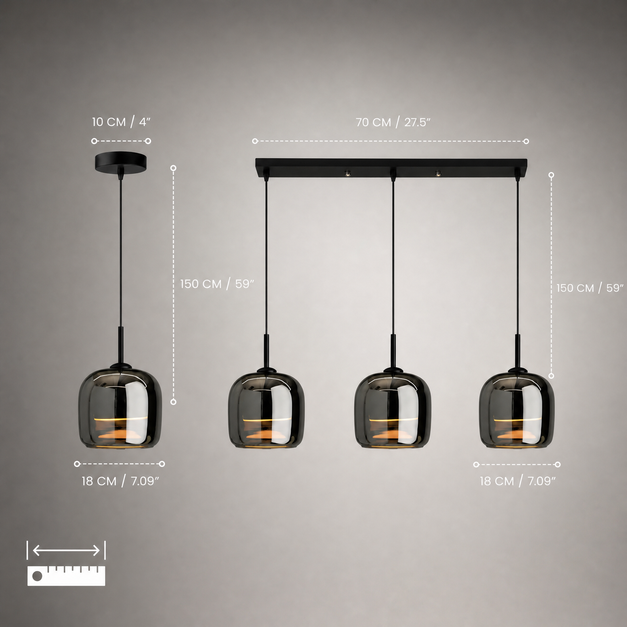 Moon glass pendant light with adjustable color temperature