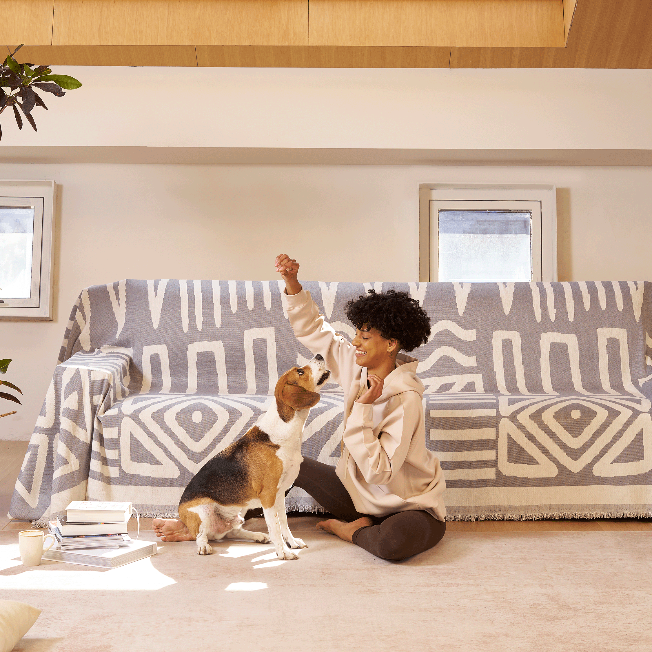 Geometric Boho Sofa Cover for Modern Pet Friendly Living