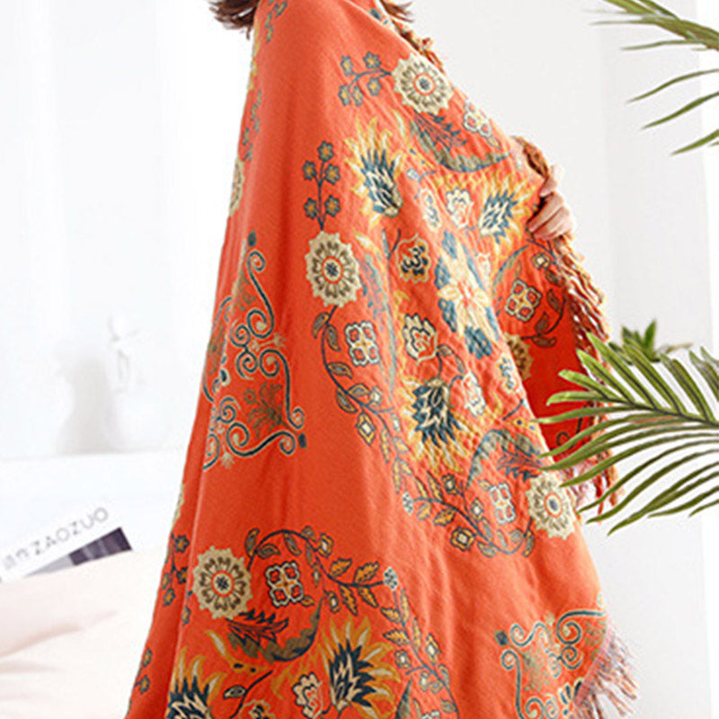 Reversible Floral Cotton Quilt for Bed and Sofa Use