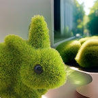 Decorative Moss Bunny Figurine Garden Style Home Decoration