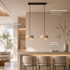 Travertine pendant light key features: dimmable LED and adjustable color