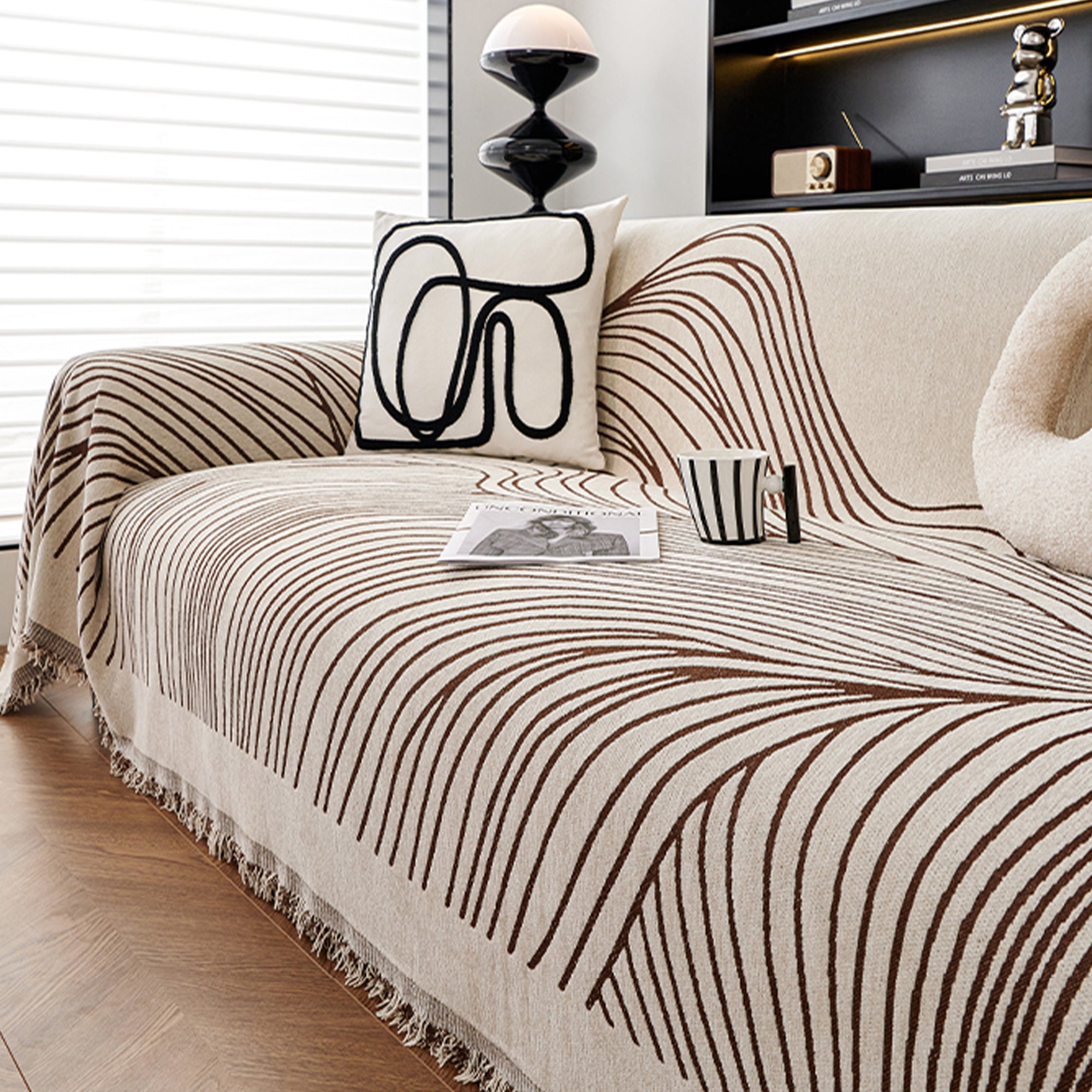 Reversible Jacquard Sofa Cover for Soft Modern Protection