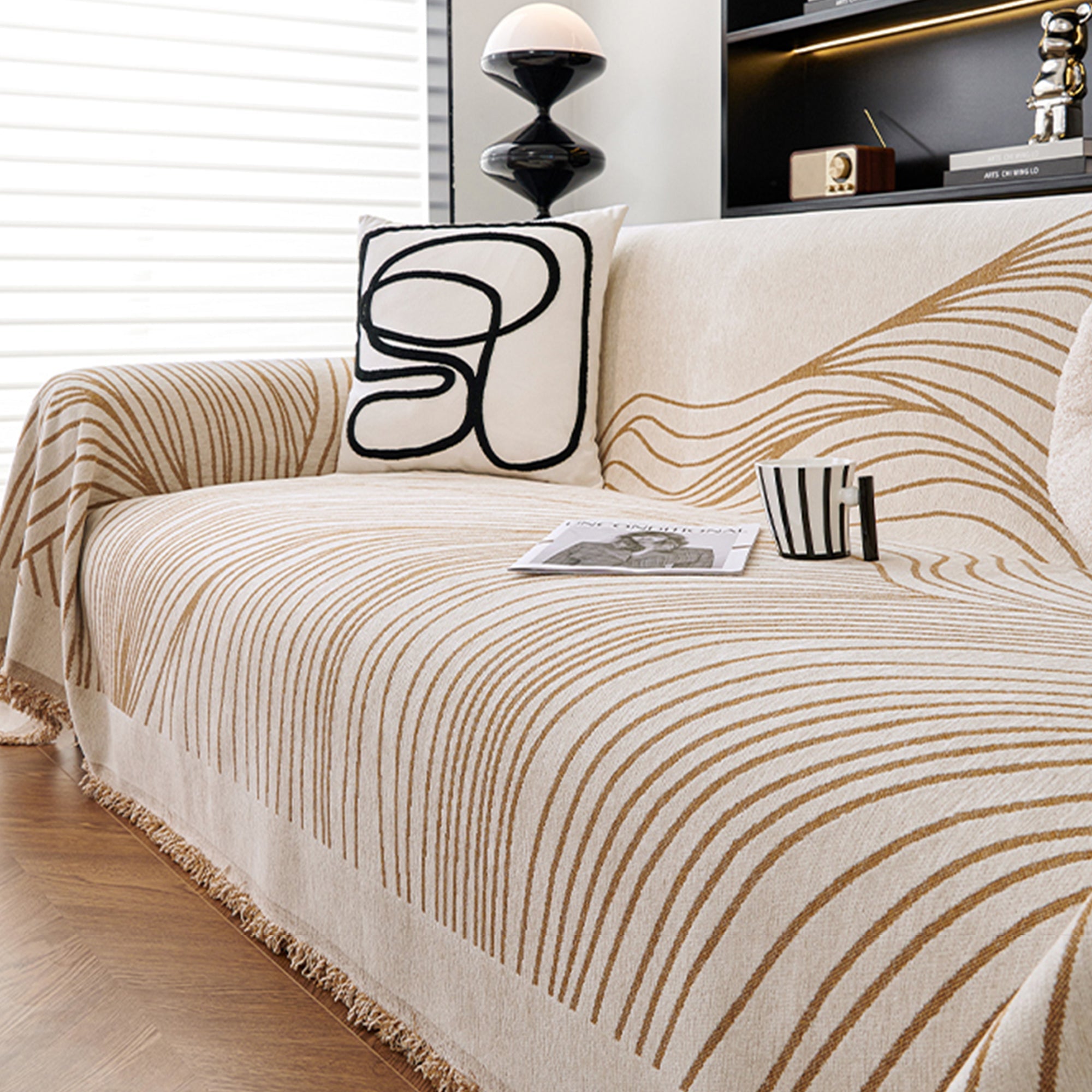 Reversible Jacquard Sofa Cover for Soft Modern Protection