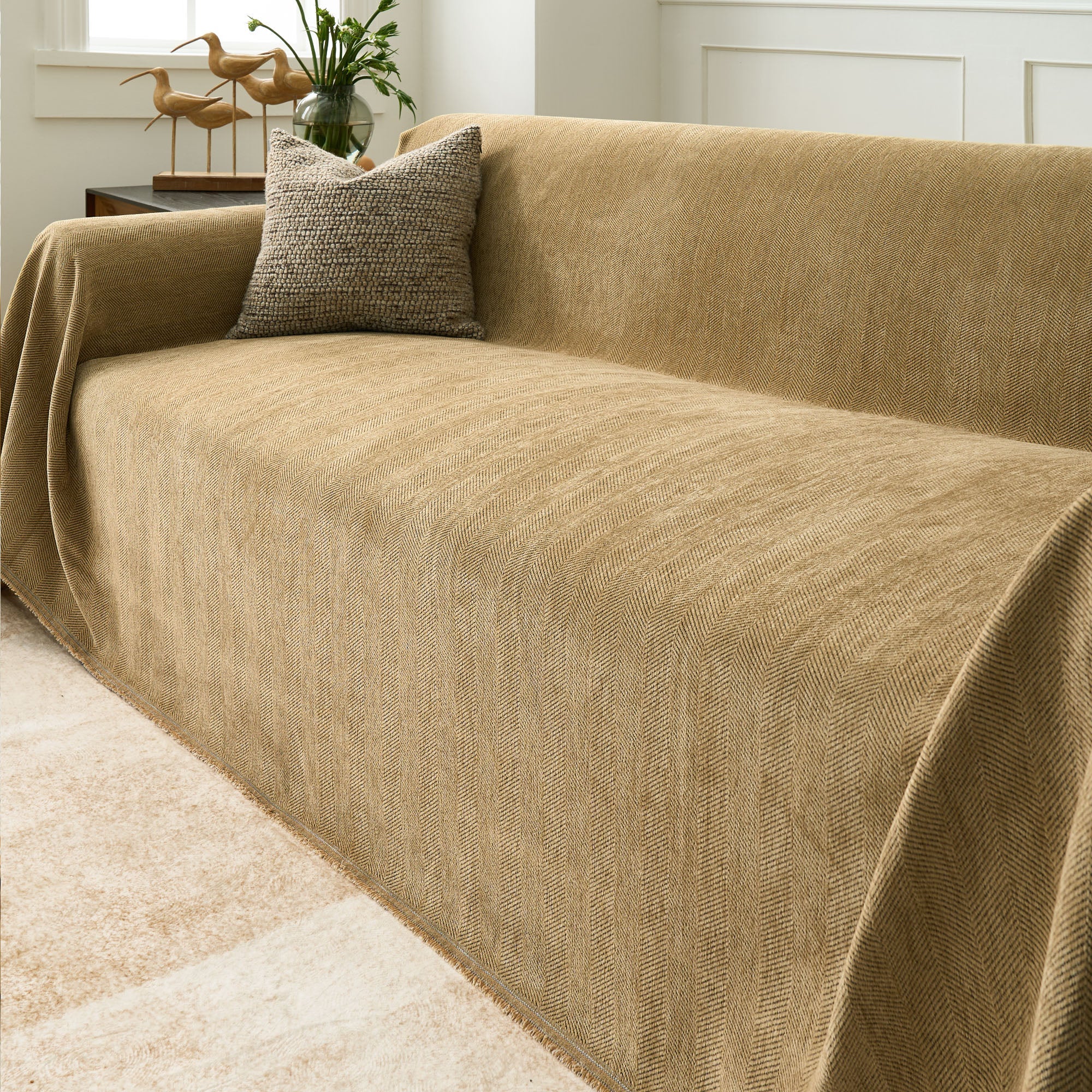 Durable Herringbone Sofa Cover for Modern Pet Friendly Homes