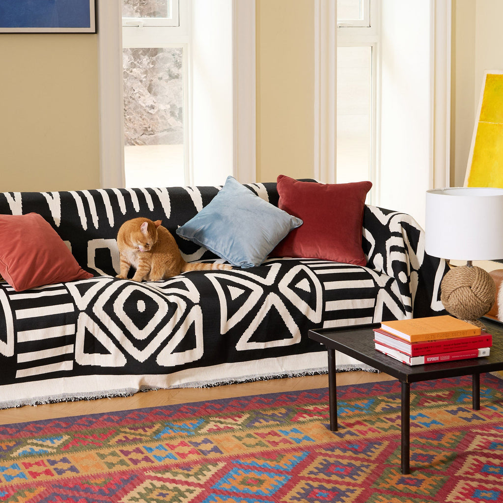 Geometric Boho Sofa Cover for Modern Pet Friendly Living