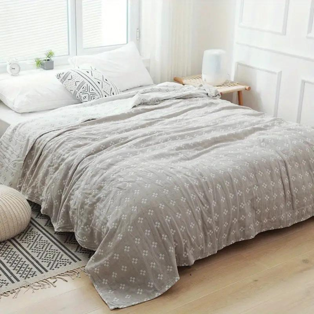 Three Layer Cotton Gauze Comfort Blanket for Bed or Lounge