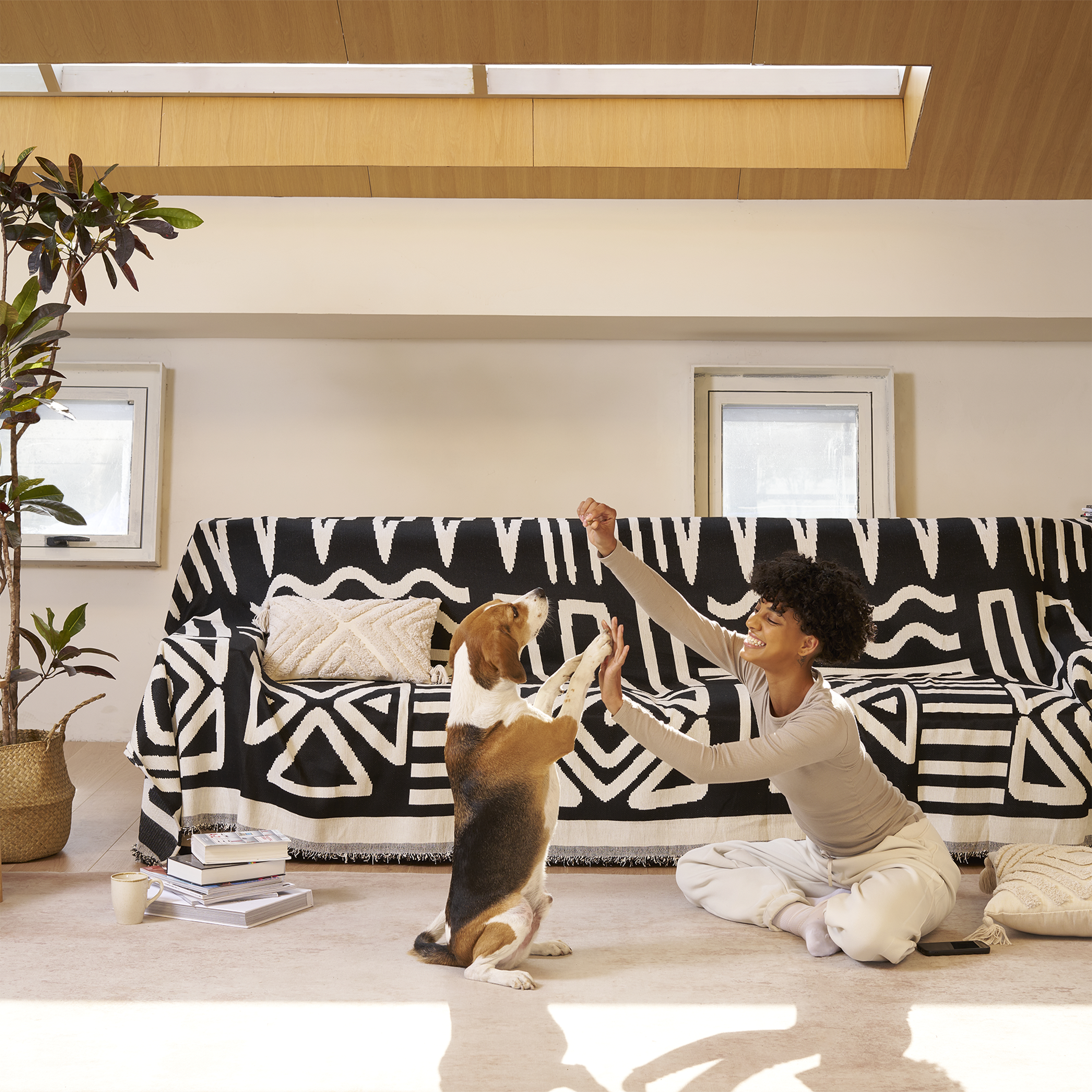 Geometric Boho Sofa Cover for Modern Pet Friendly Living