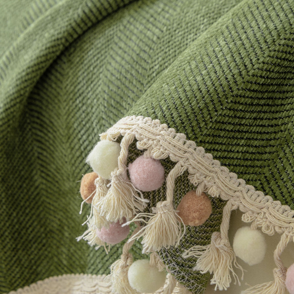 Herringbone Tassel Chenille Sofa Cover for Pet Friendly Homes