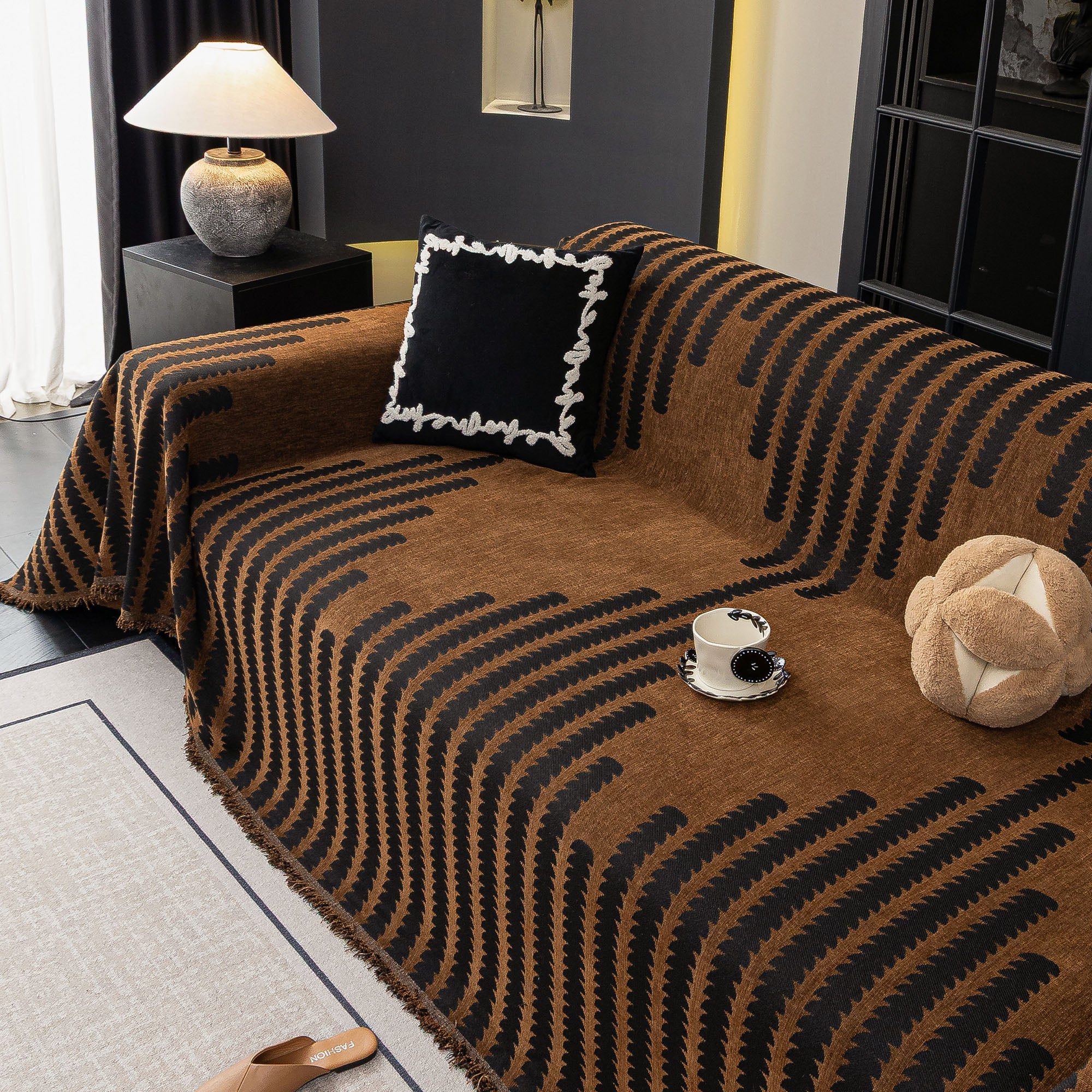 Scratch Resistant Tribal Knit Sofa Cover for Modern Cozy Living