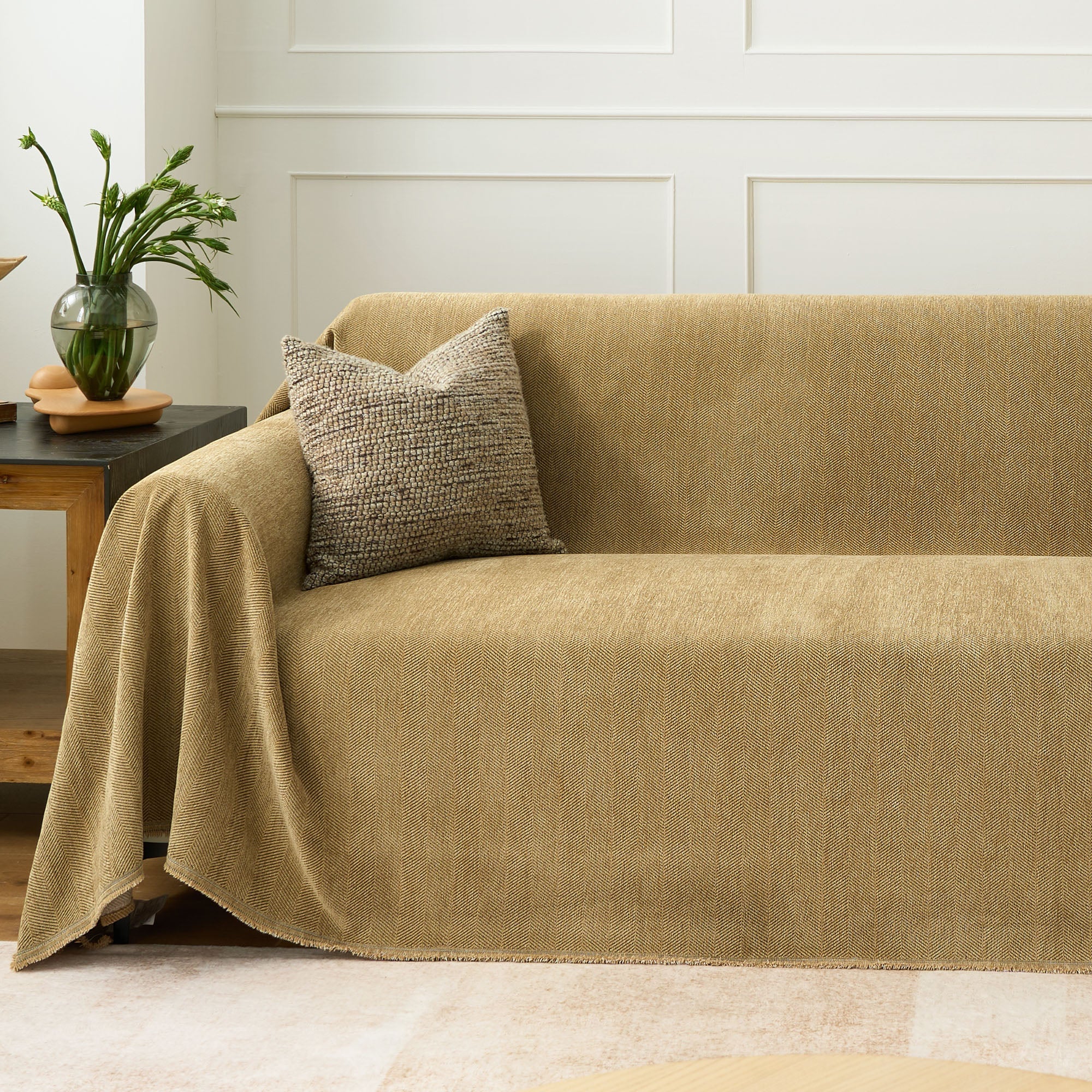 Durable Herringbone Sofa Cover for Modern Pet Friendly Homes