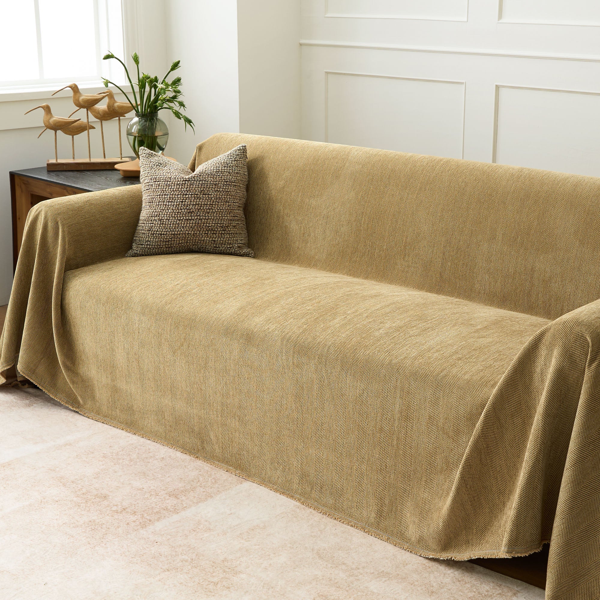 Durable Herringbone Sofa Cover for Modern Pet Friendly Homes