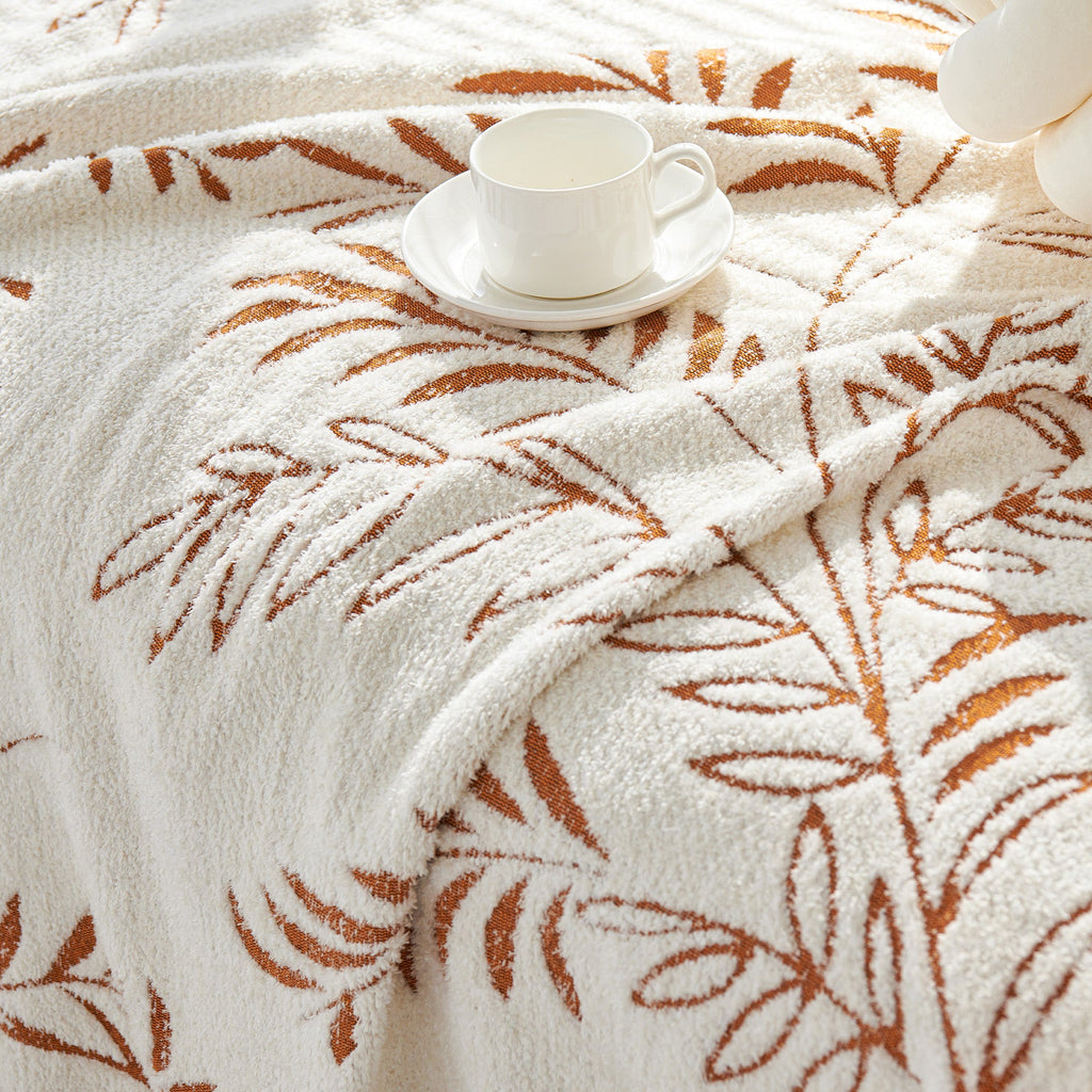 Winter Botanical Chenille Sofa Cover with Soft Woven Texture