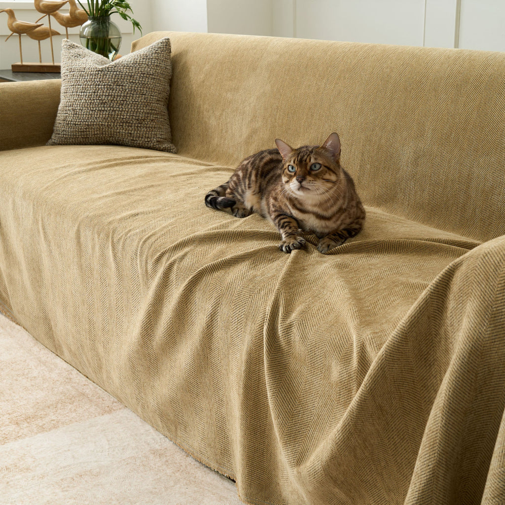 Durable Herringbone Sofa Cover for Modern Pet Friendly Homes