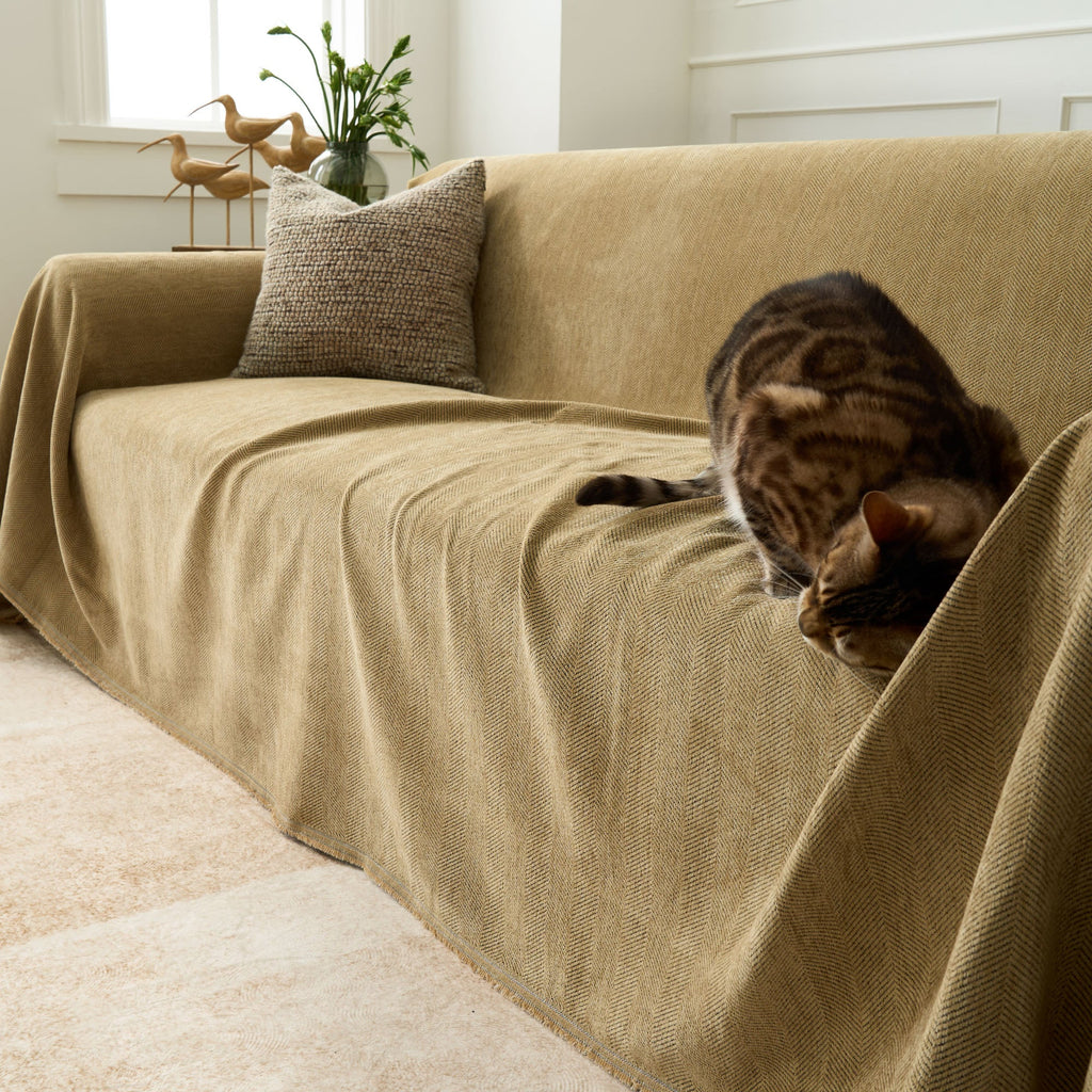 Durable Herringbone Sofa Cover for Modern Pet Friendly Homes