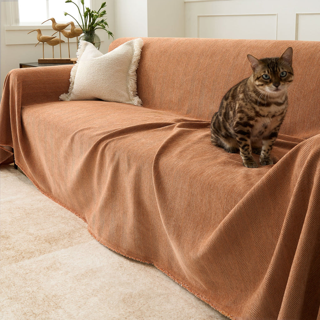 Durable Herringbone Sofa Cover for Modern Pet Friendly Homes