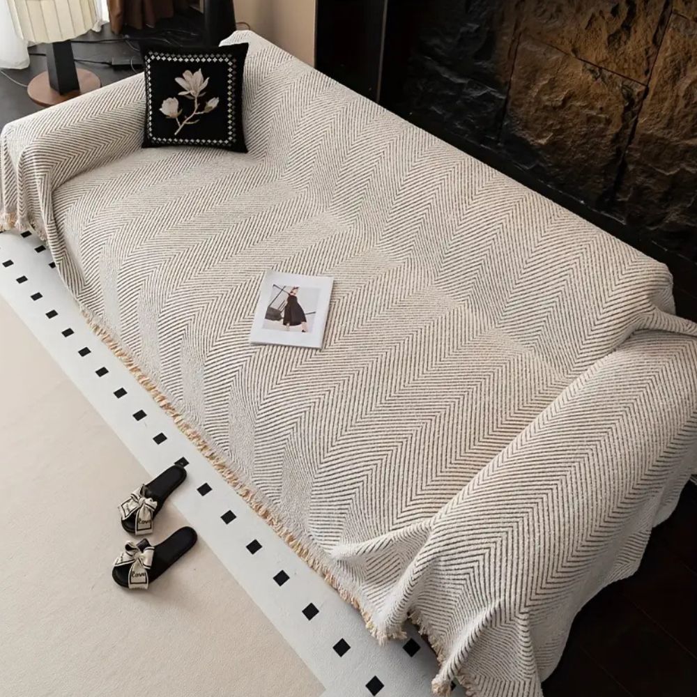 Stripe Herringbone Sofa Cover for Modern Everyday Protection
