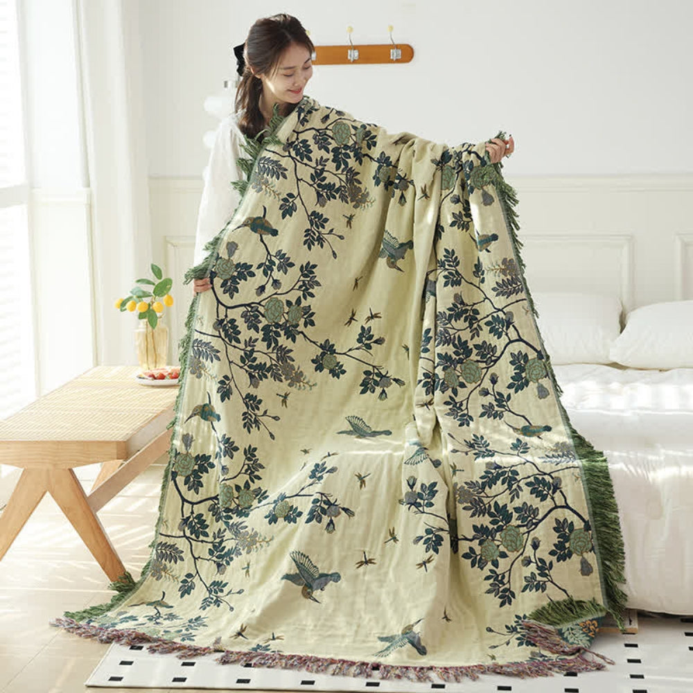 Multi Layer Cotton Gauze Throw Blanket for Sofa or Bed