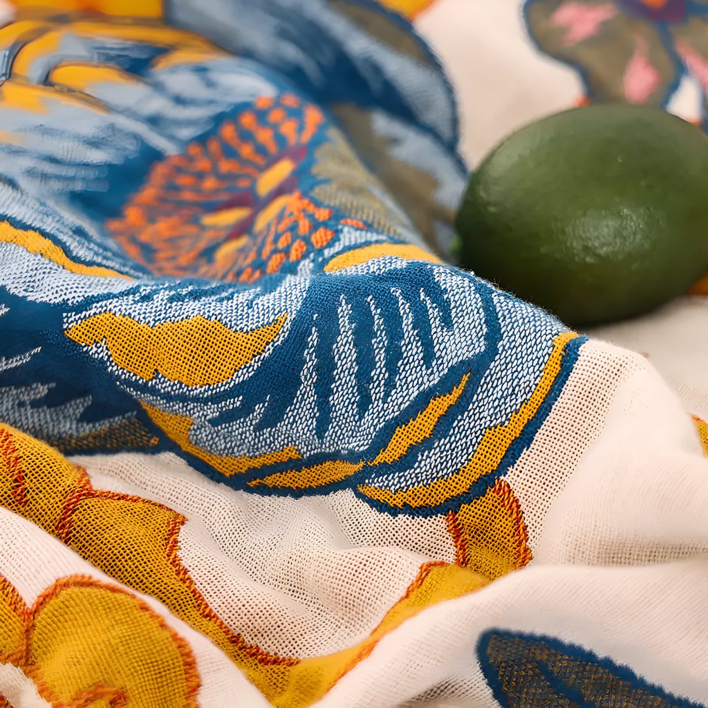 Reversible Cotton Floral Blanket for Layered Home Styling