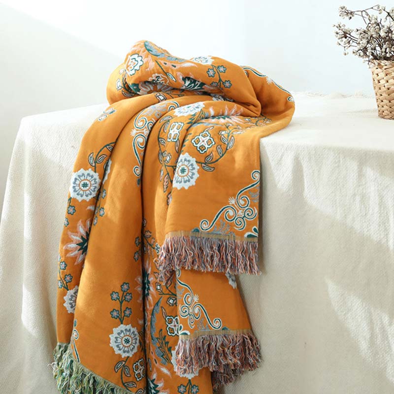 Reversible Floral Cotton Quilt for Bed and Sofa Use