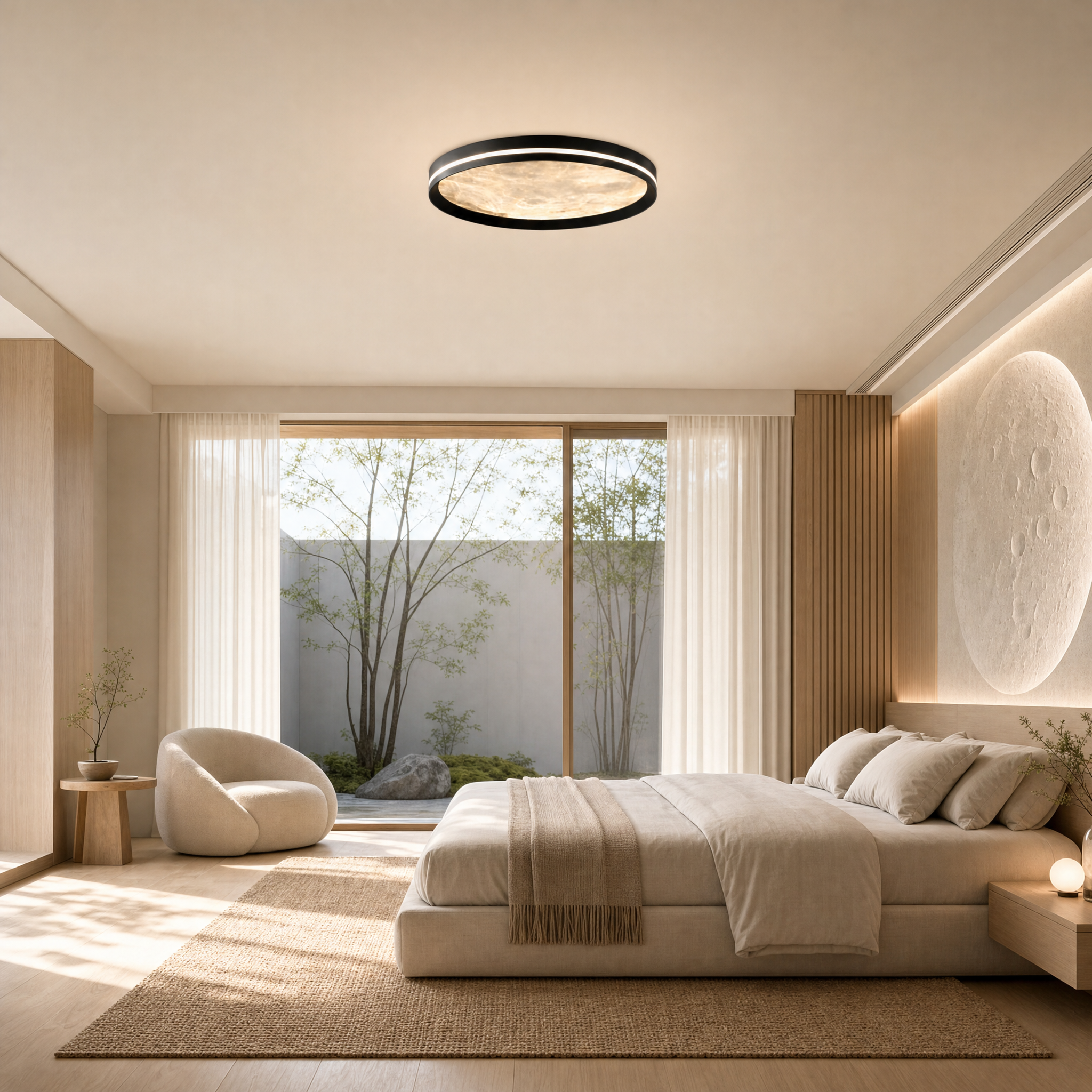Moon ceiling light with remote-adjustable color temperature