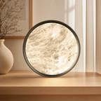 White moon ceiling light in a Scandinavian living room