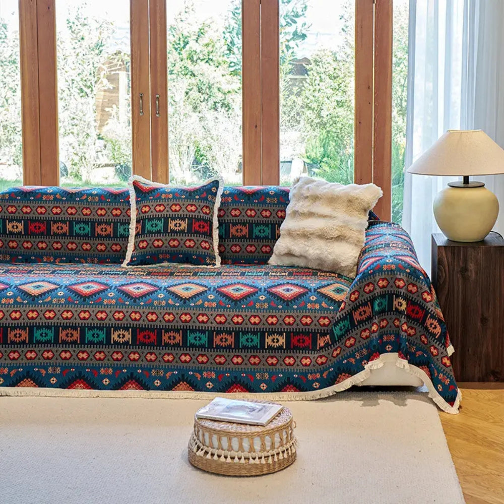 Boho Geometric Chenille Sofa Cover for Cozy Living Spaces