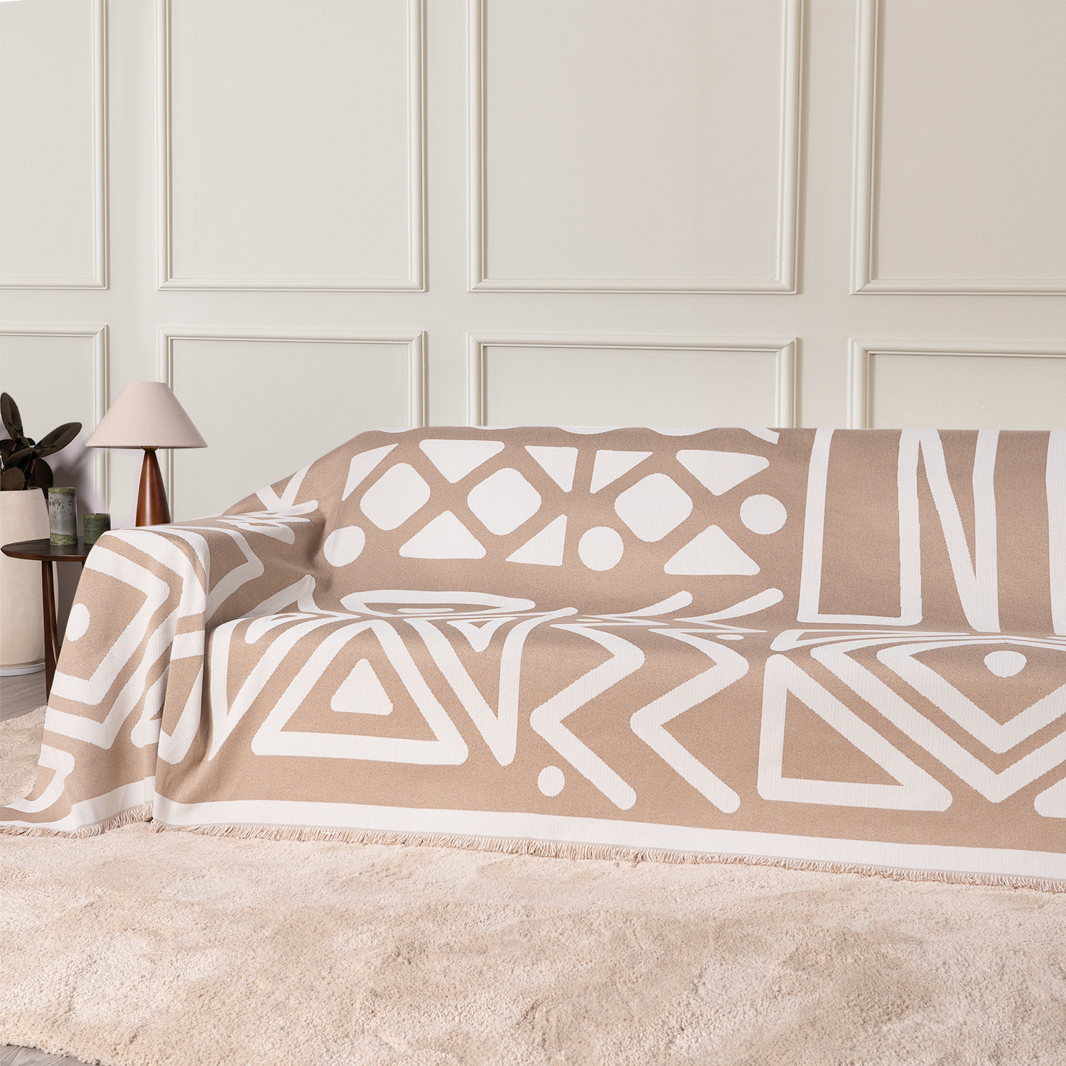 Geometric Boho Sofa Cover for Modern Pet Friendly Living