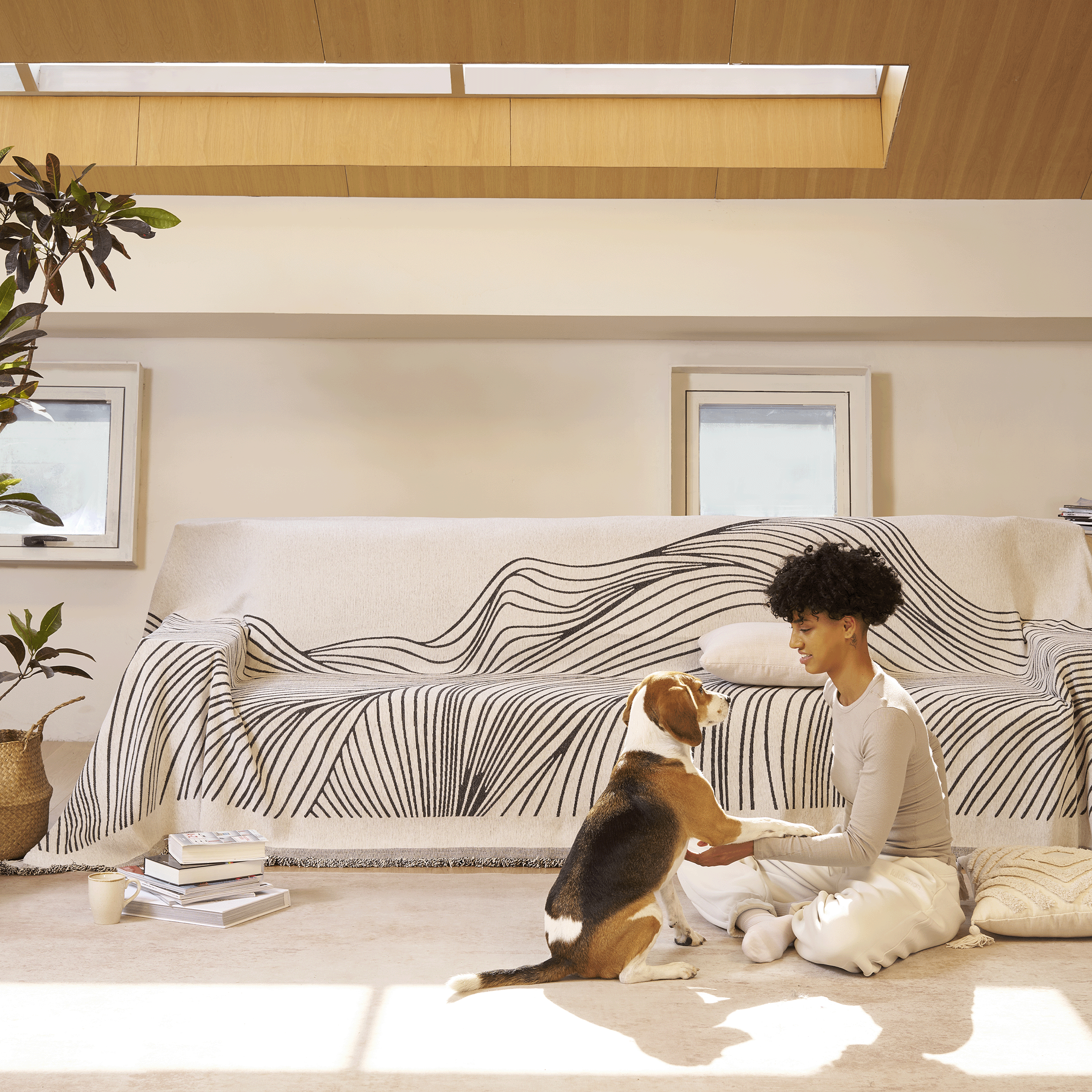 Reversible Jacquard Sofa Cover for Soft Modern Protection