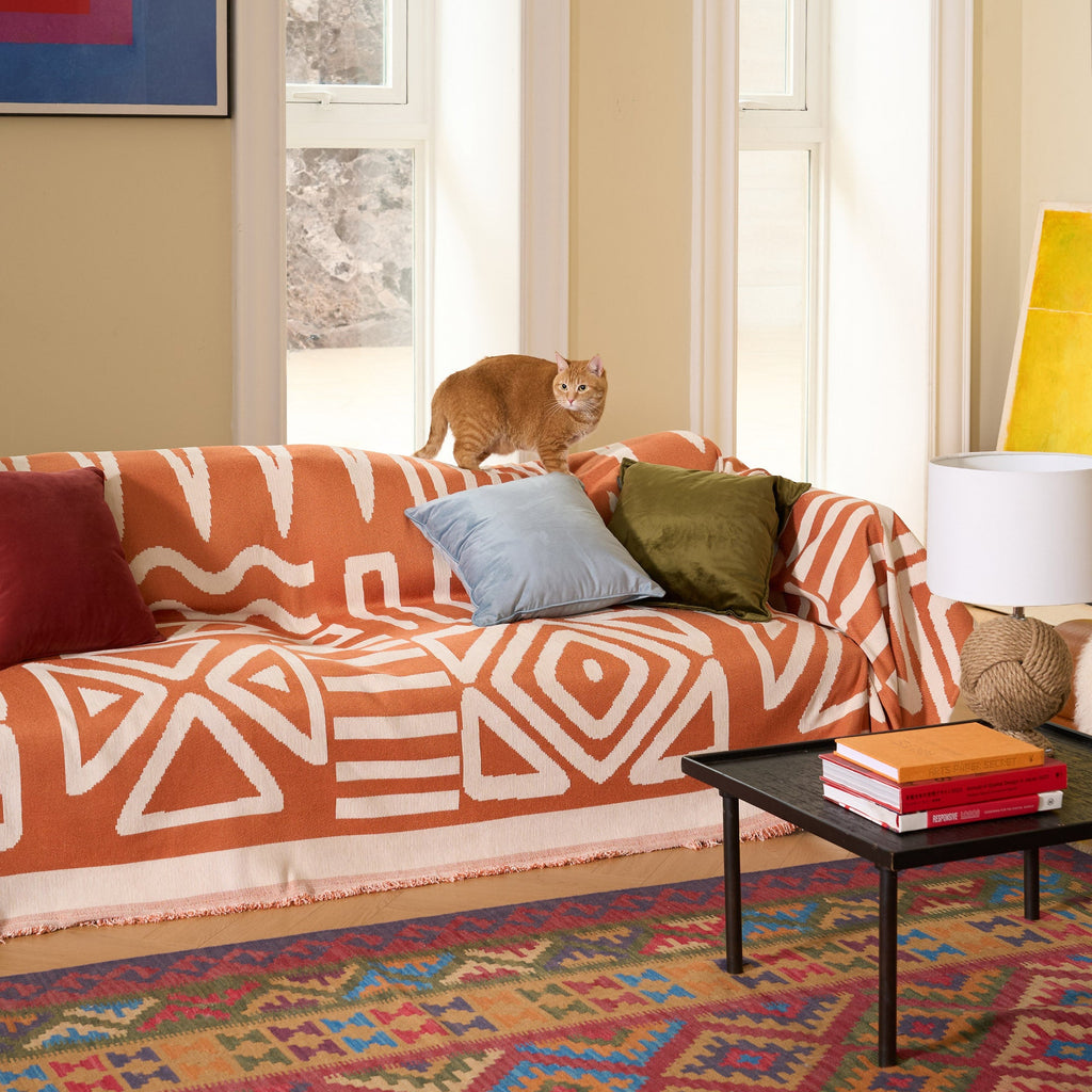Geometric Boho Sofa Cover for Modern Pet Friendly Living