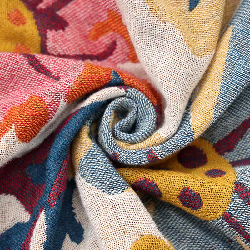 Colorful Floral Cotton Quilt with Reversible Woven Finish