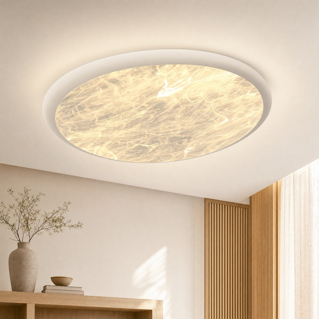 Black moon ceiling light flush mounted on a ceiling