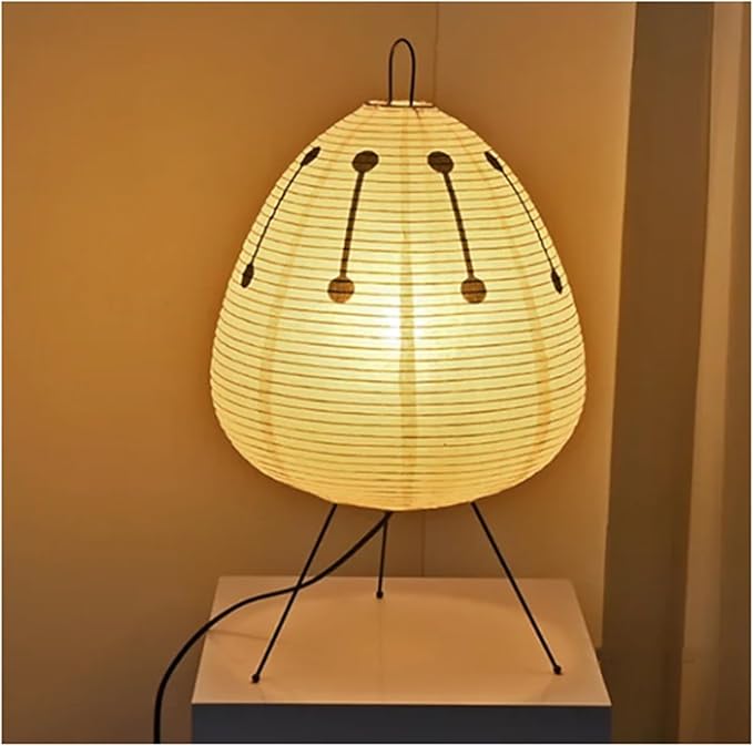 Japanese Rice Paper Table Lamp, Wabi Sabi Retro Design, Warm Bedside Light