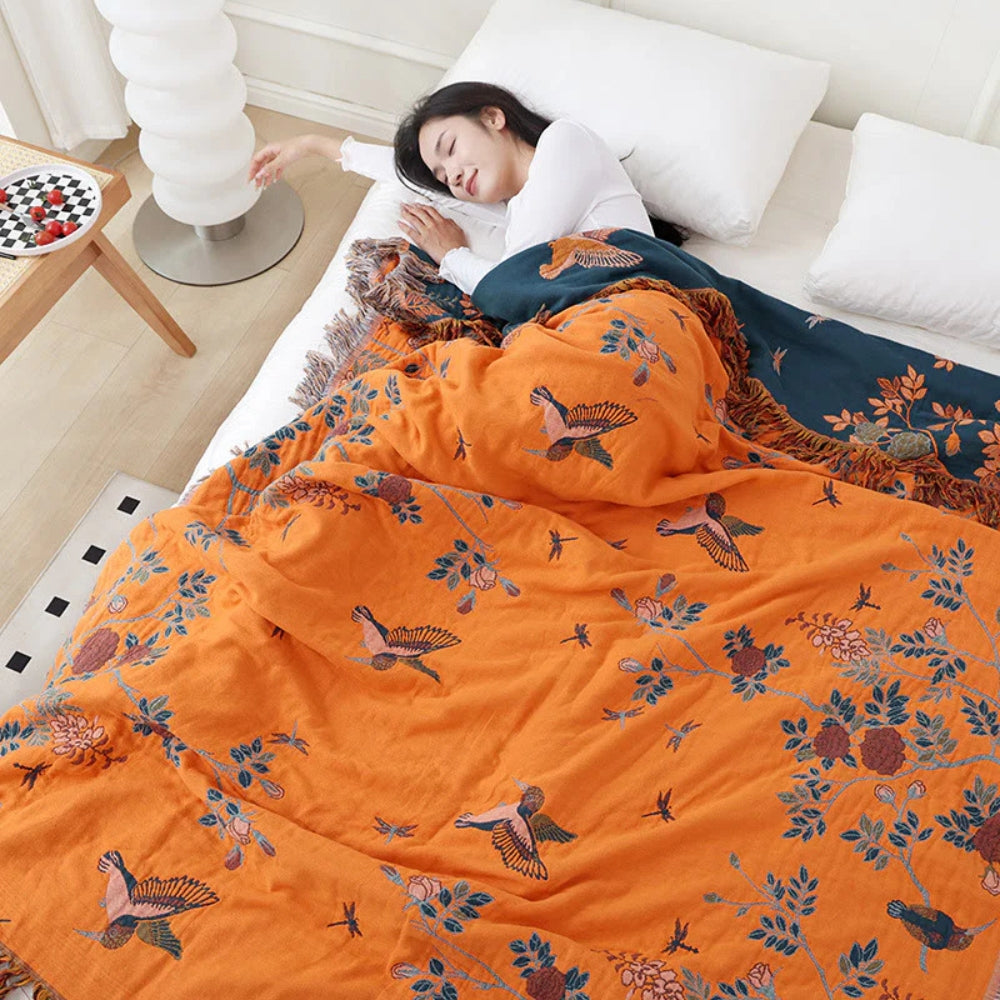 Multi Layer Cotton Gauze Throw Blanket for Sofa or Bed