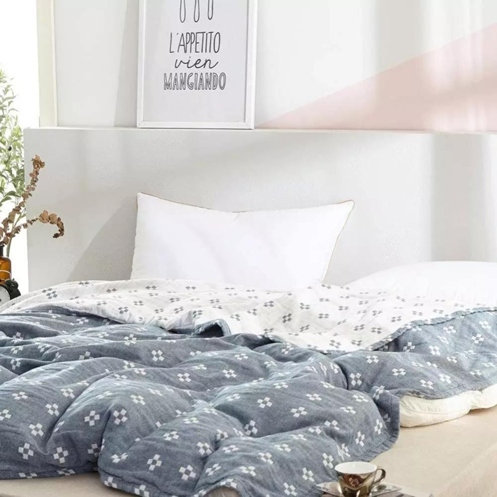 Three Layer Cotton Gauze Comfort Blanket for Bed or Lounge