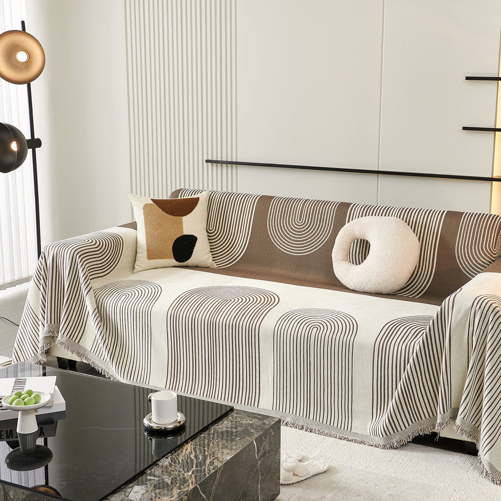 Arch Pattern Chenille Sofa Cover with Soft Textured Weave