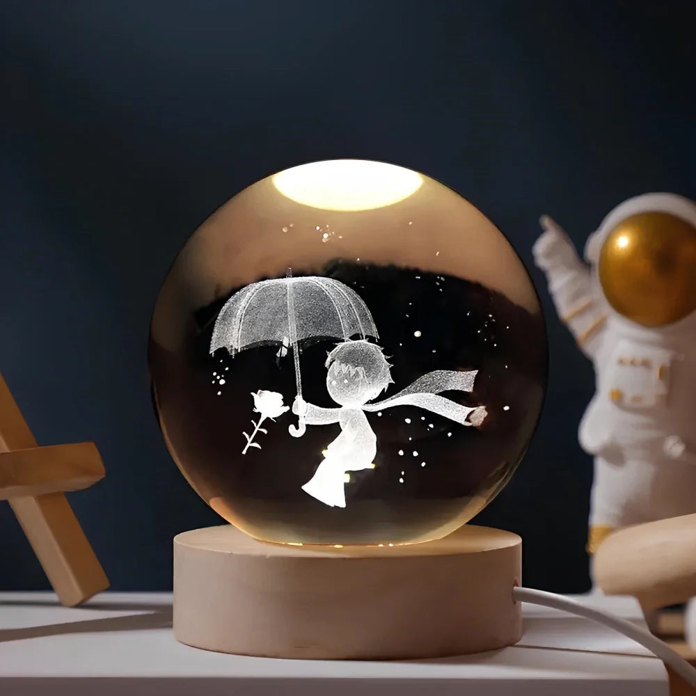 Luminous Crystal Ball LED Night Light USB Lamp