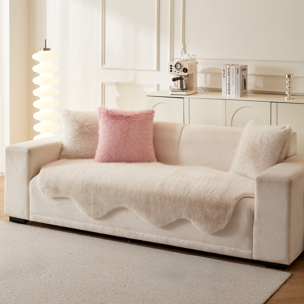 Ultra Soft Scandinavian Fluffy Sofa Cover for Cozy Modern Living