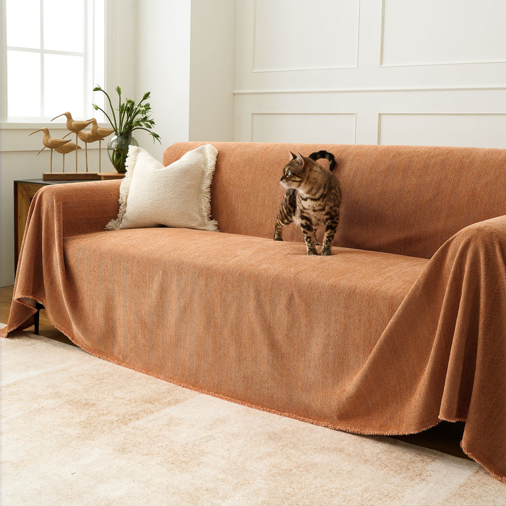 Durable Herringbone Sofa Cover for Modern Pet Friendly Homes