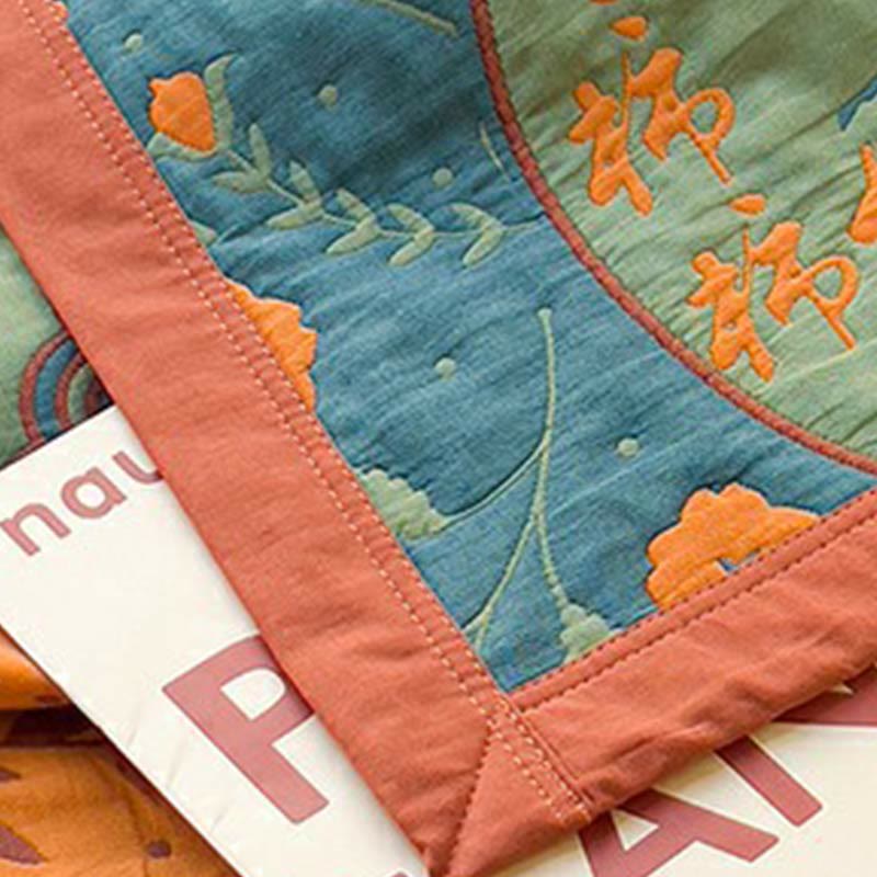 Reversible Persimmon Flower Cotton Quilt for Bed and Sofa Use