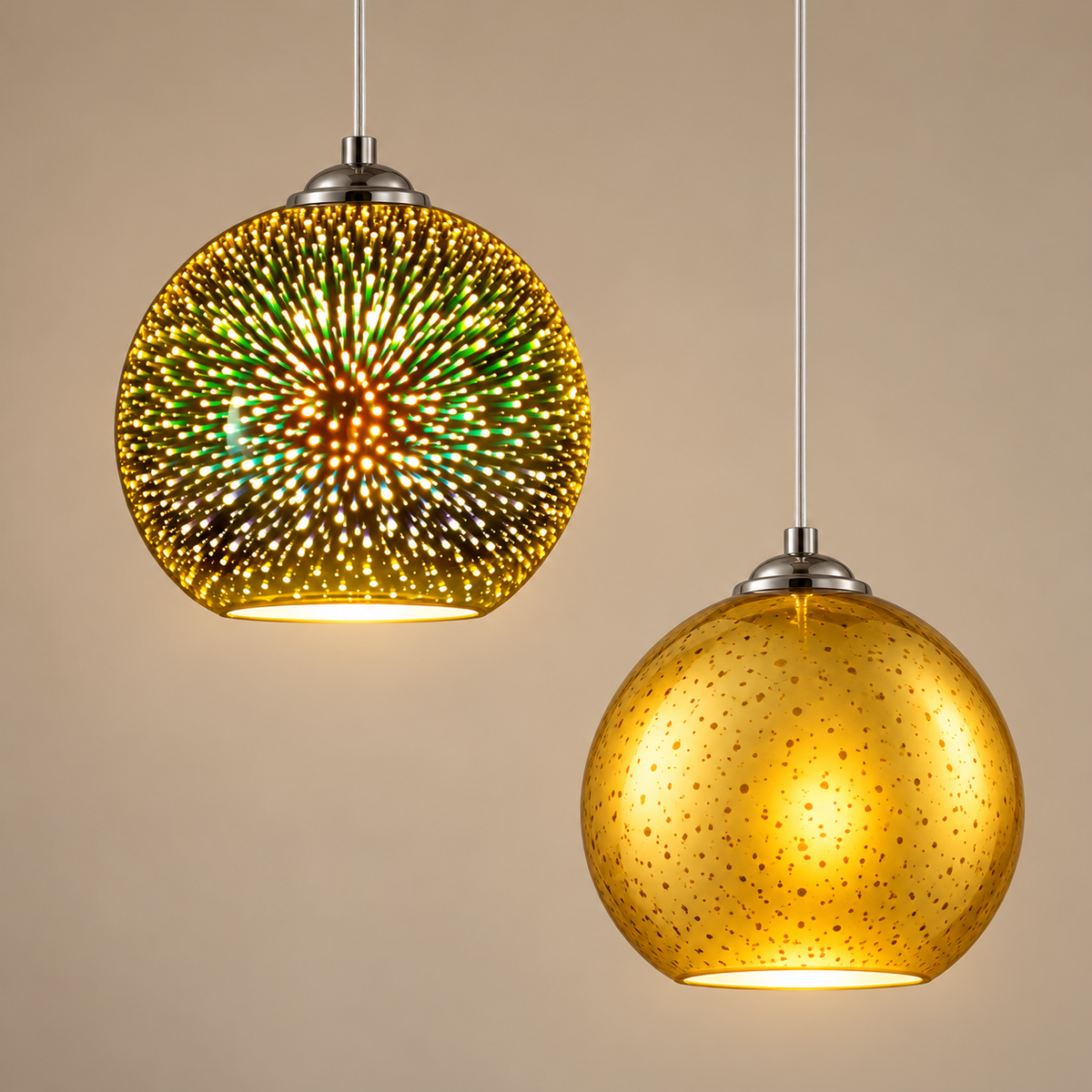 Gold 3D fireworks glass pendant light