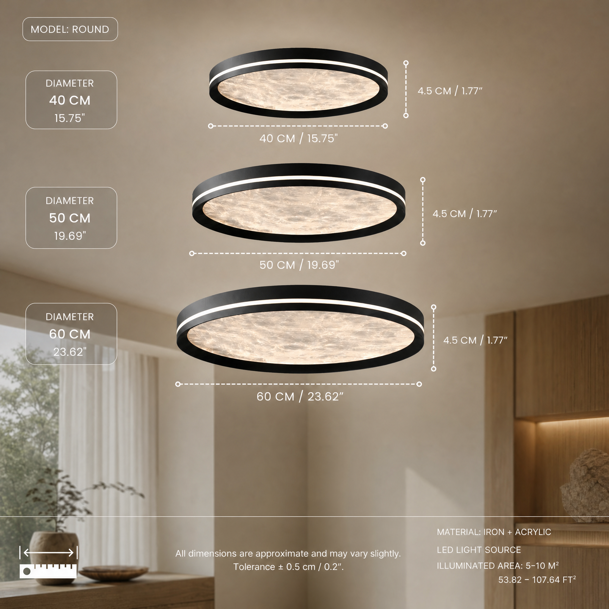 Moon Ceiling Light – Nordic LED, Dimmable, Adjustable Color, Remote