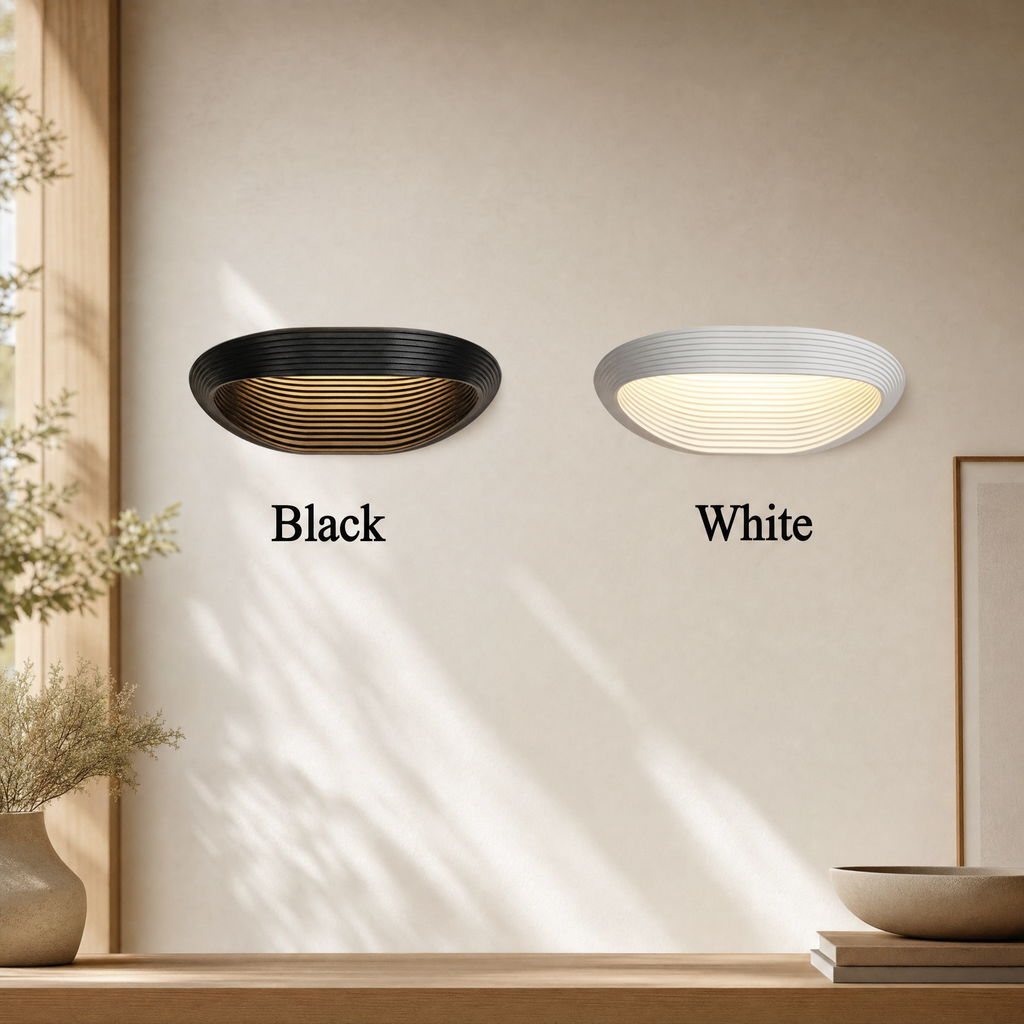 White geometric wall sconce in a sophisticated interior