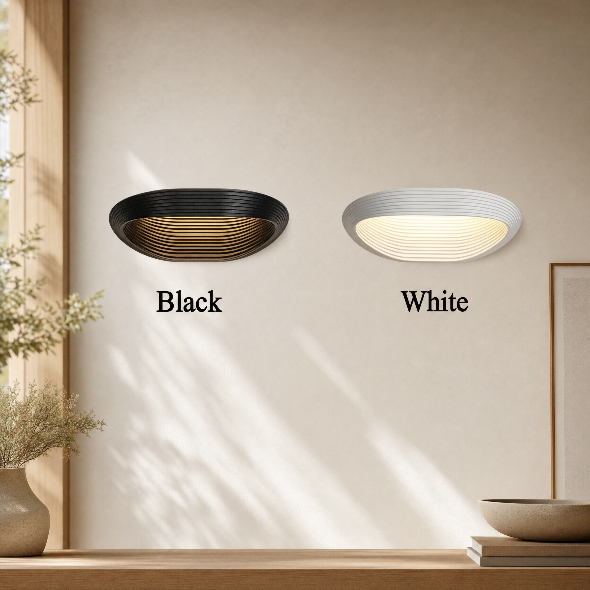White geometric wall sconce in a sophisticated interior