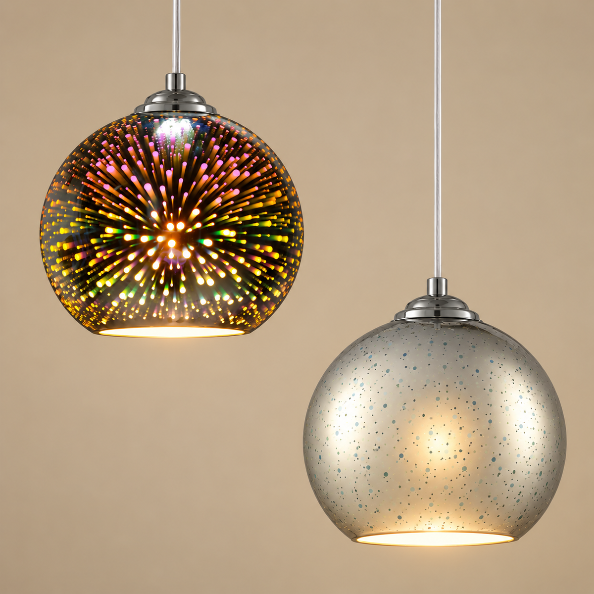 Silver 3D fireworks glass pendant light