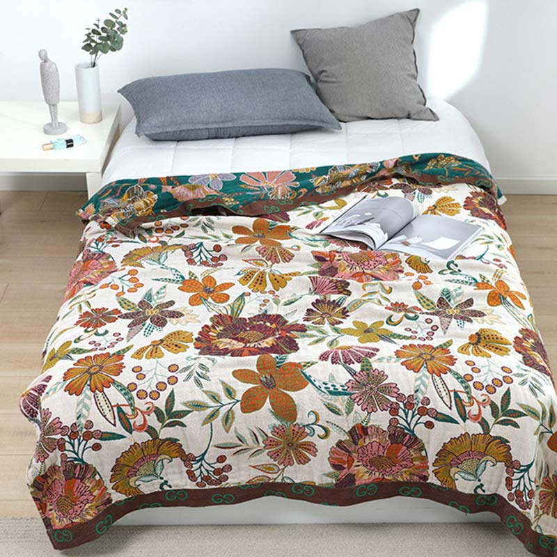 Reversible Cotton Floral Quilt for Bed and Sofa Layering
