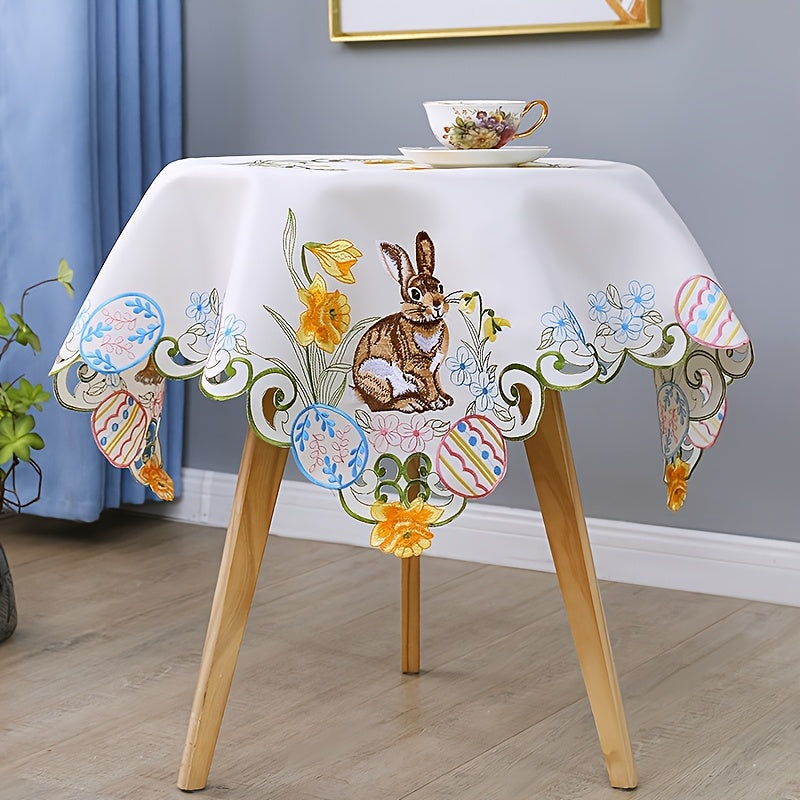 Embroidered Easter Bunny Egg Table Runner Polyester Decoration