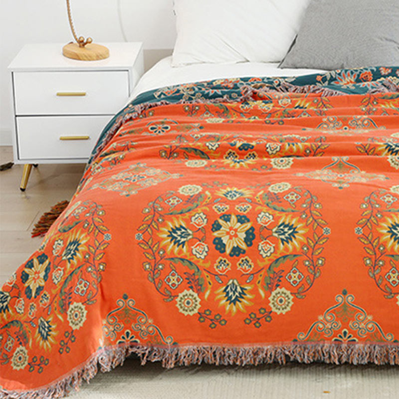 Reversible Floral Cotton Quilt for Bed and Sofa Use