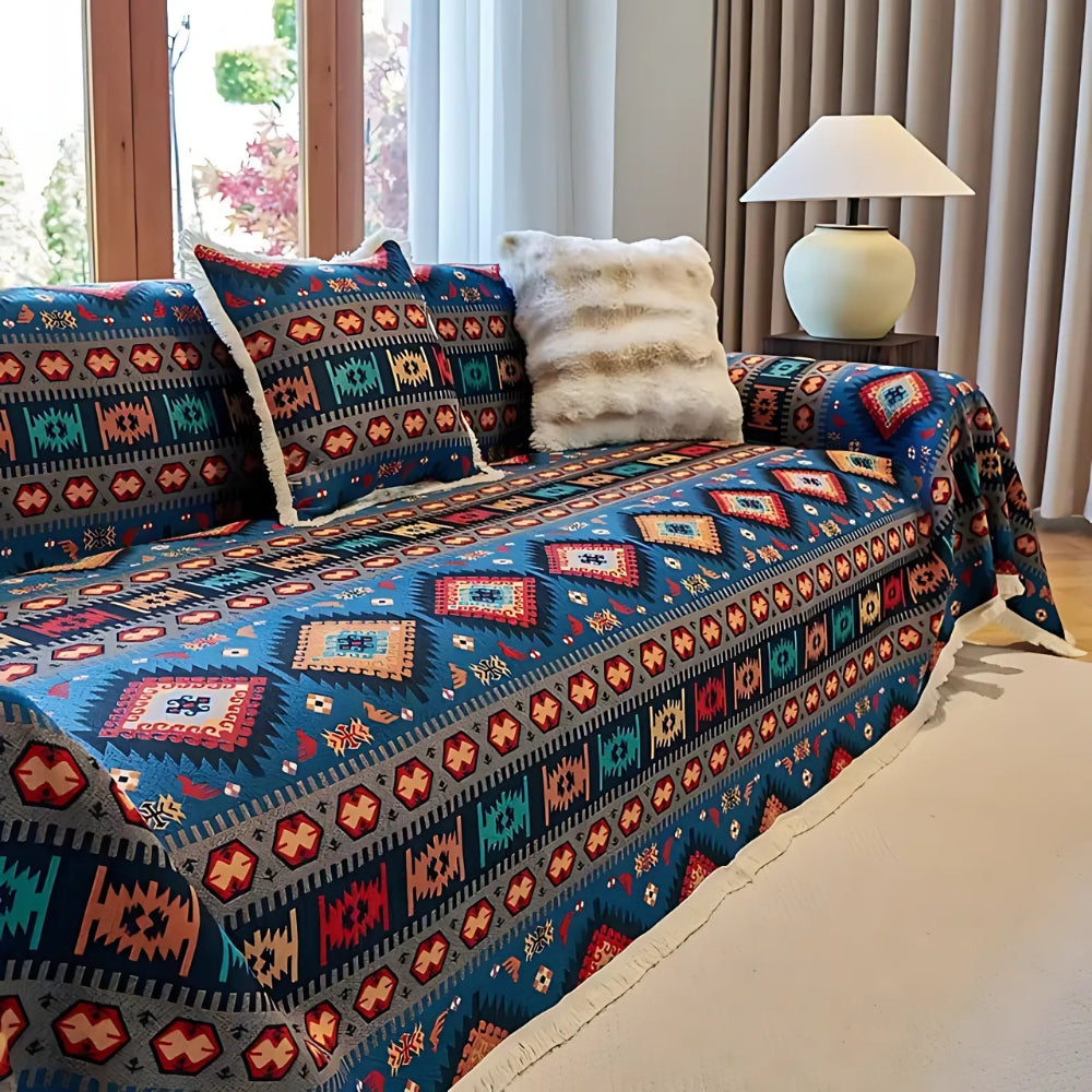 Boho Geometric Chenille Sofa Cover for Cozy Living Spaces