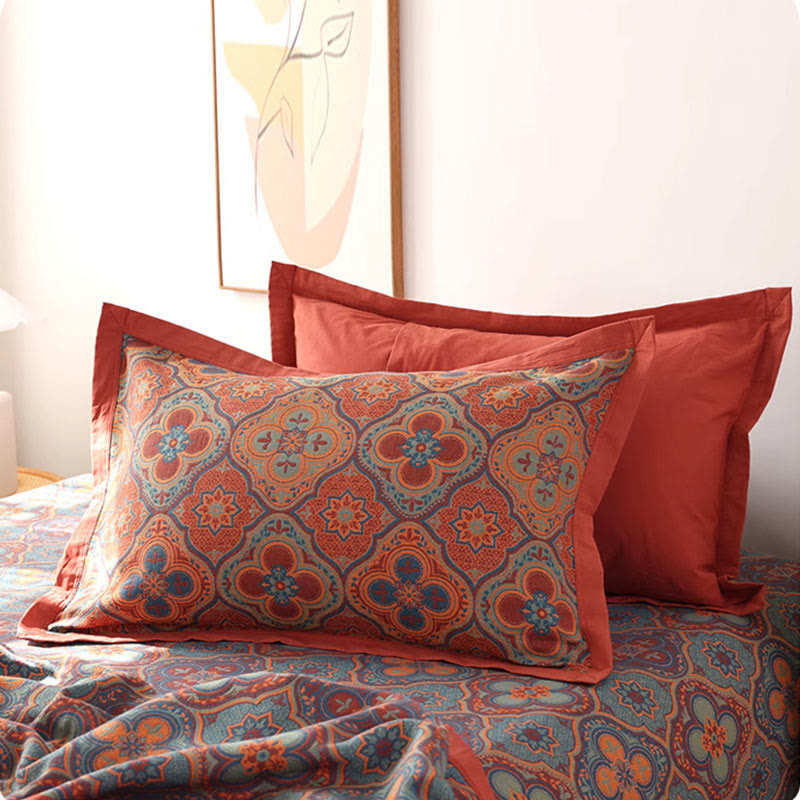 Petal Flower Cotton Quilt with Reversible Embroidered Design